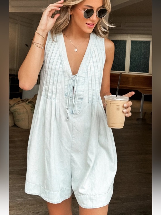 Mustard Seed Pants - Women's Denim Sleeveless V-Neck Romper